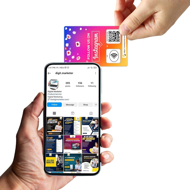 One Tap Only 1 Unit Social Review Tap Card | Review QR Code | Contactless review card | NFC Tap Card | Unlimited Use (1-Instagram Card) - Image 5